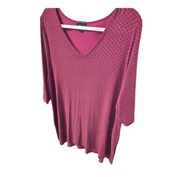 J. JILL Wearever Collection Women's Mauve &  Black 3/4 Sleeve Tunic - Picture 3 of 12